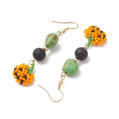 Glass Beads Pendant Dangle Earring EJEW-MZ00136-1