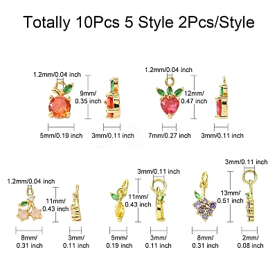 10Pcs 5 Styles Brass Charms KK-CJ0001-73-1