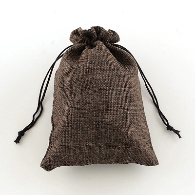 Polyester Imitation Burlap Packing Pouches Drawstring Bags X-ABAG-R004-14x10cm-10-1