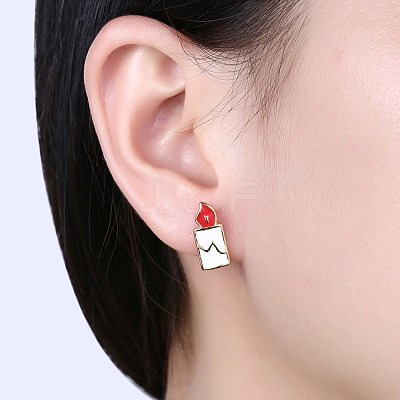 Classic Zinc Alloy Enamel Stud Earrings EJEW-BB31880-A-1