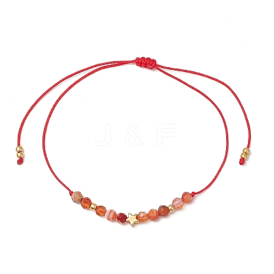 Natural Round Carnelian Beads Braided Bead Bracelets for Women BJEW-JB11655-08-1