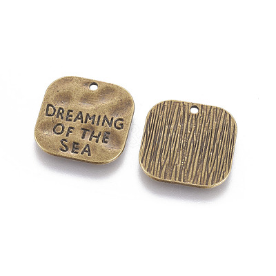 Hammered Square Carved Word Dreaming of the Sea Tibetan Style PALLOY-A15333-AB-1