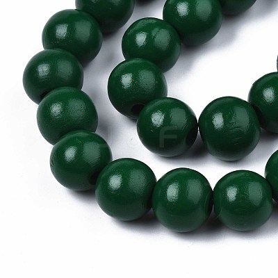 Spray Painted Natural Wood Beads Strands WOOD-S053-57C-1