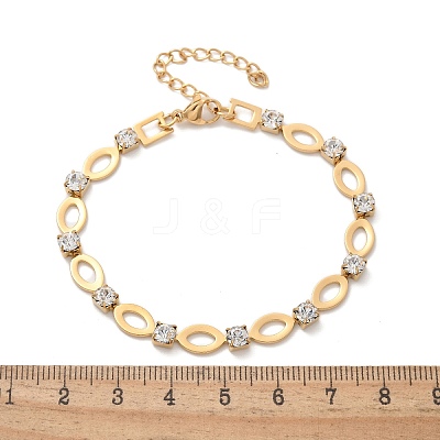 304 Stainless Steel Rhinestone Cup Chain Bracelets for Women BJEW-F488-26C-G-1