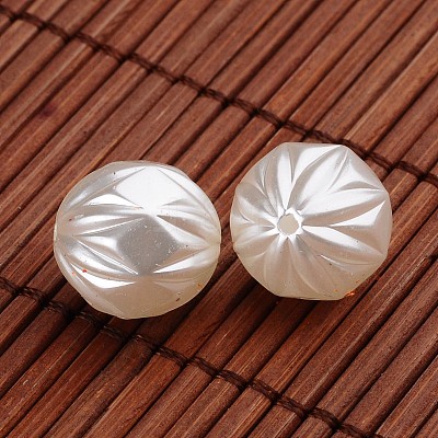 Oval with Flower Acrylic Imitation Pearl Beads X-OACR-O002-3791-1