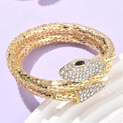 Snake Alloy Rhinestone Bangles for Women BJEW-G085-01G-02-1