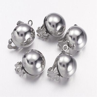 Platinum Brass Clip-on Earring Findings For Non-Pierced Ears Jewelry X-KK-E031-N-1