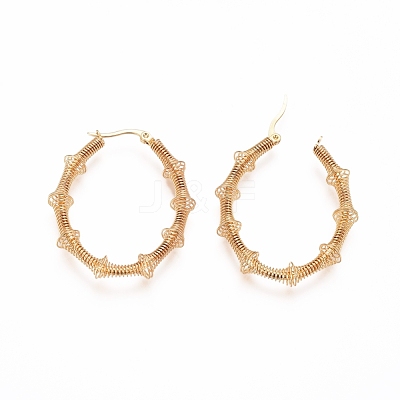 Long-Lasting Plated 304 Stainless Steel Wire Wrapped Hoop Earrings EJEW-D250-04B-G-1