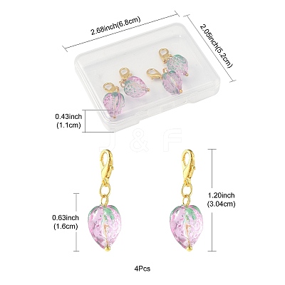 4Pcs Handmade Lampwork Strawberry Pendant Decorations HJEW-FS00041-03-1