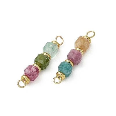 Natural Multicolor Tourmaline Faceted Cube Beaded Connector Charms PALLOY-JF05306-1