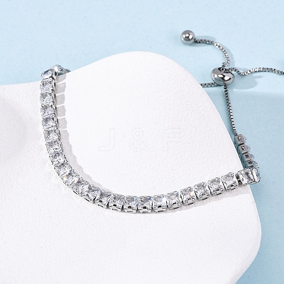 304 Stainless Steel with Clear Cubic Zirconia Link Chain Bracelets BJEW-G754-03P-02-1