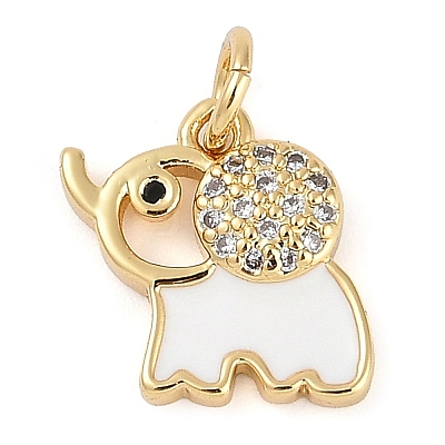Elephant Rack Plating Brass Micro Pave Cubic Zirconia Charms KK-P287-03G-1