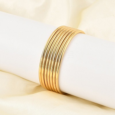 Ion Plating(IP) 7Pcs Fashion 304 Stainless Steel Plain Bangles BJEW-L664-022B-G01-1