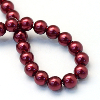 Baking Paint Pearlized Glass Pearl Round Bead Strands HY-Q330-8mm-39-1