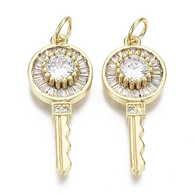Brass Micro Pave Clear Cubic Zirconia Pendants ZIRC-N039-088-NF-1