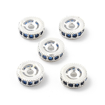 Brass Micro Pave Cubic Zirconia Beads KK-R216-10B-S01-1