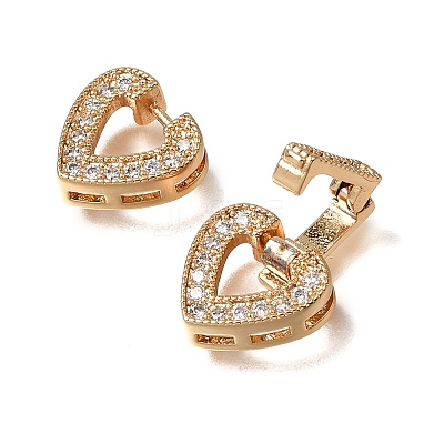 Brass Micro Pave Clear Cubic Zirconia Fold Over Clasps CU-CBA4292-03G-1