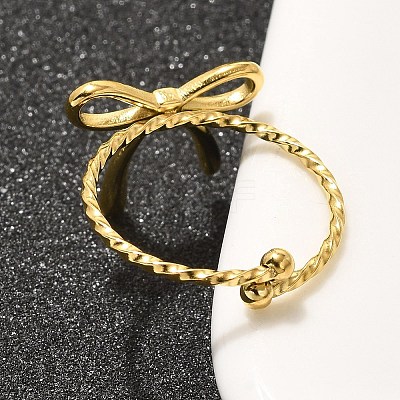 304 Stainless Steel Open Cuff Ring for Women RJEW-B109-01G-02-1