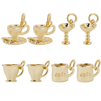 8Pcs 4 Styles Brass Pendants KK-BBC0023-95-1
