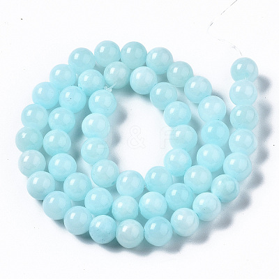 Natural Dyed Yellow Jade Gemstone Bead Strands X-G-R271-8mm-Y04-1