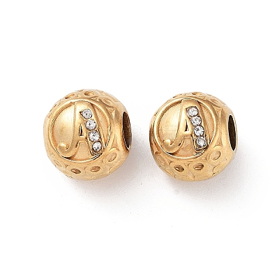 Ion Plating(IP) 304 Stainless Steel Rhinestone European Beads STAS-A092-10A-G-1