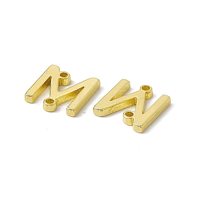 Rack Plating Brass Letter Connector Charms KK-C007-38G-M-1