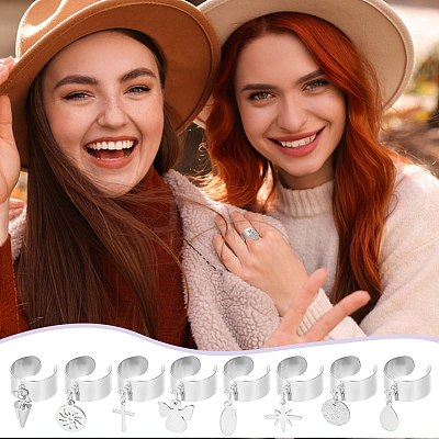 304 Stainless Steel Open Cuff Rings RJEW-UN00017-1