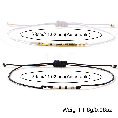 2Pcs Minimalist Glass Seed Bead Braided Bead Bracelets VR4504-1-1