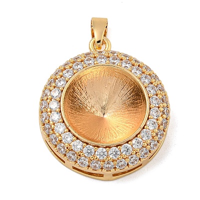 Brass Micro Pave Clear Cubic Zirconia Pendants KK-N254-118G-02-1