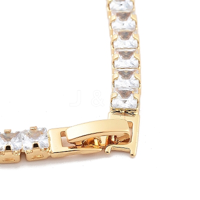 Brass Pave Clear Cubic Zirconia Square Link Bracelets BJEW-YWC0002-09G-1