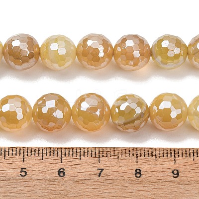 Electroplated Natural Agate Beads Strands G-B191-A07-10mm-08-1