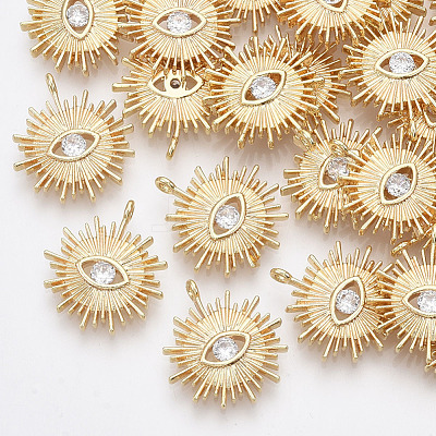 Brass Cubic Zirconia Pendants KK-Q761-51G-NF-1
