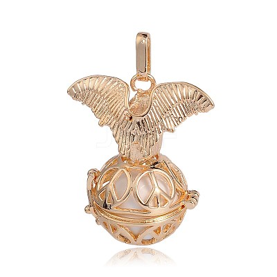 Golden Plated Brass Hollow Round Cage Pendants KK-J252-08G-1