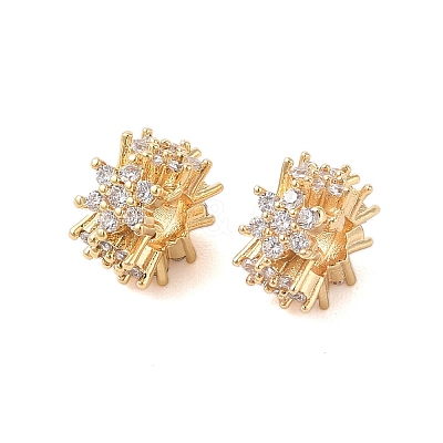 Brass Micro Pave Clear Cubic Zirconia European Beads KK-B100-005G-1