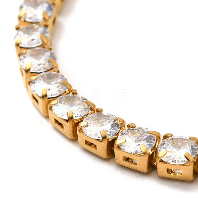 Clear Cubic Zirconia Tennis Bracelet BJEW-E009-25B-G-1