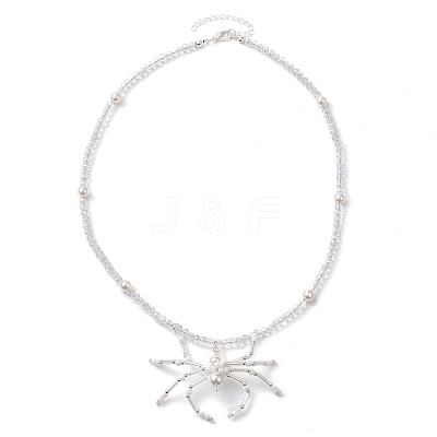 Halloween Spider Pendant Necklaces NJEW-TA00147-01-1