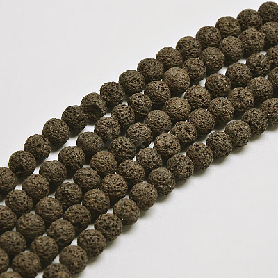 Natural Lava Rock Round Bead Strands G-I124-10mm-12-1