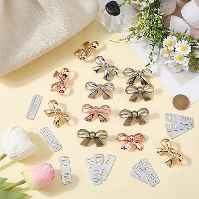 12Pcs 4 Colors Bowknot Alloy Decorative Buckles FIND-CP0003-70-1