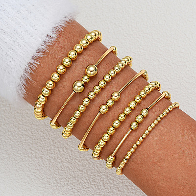 7Pcs CCB Round Beaded Stretch Bracelets WGF8C34-13-1