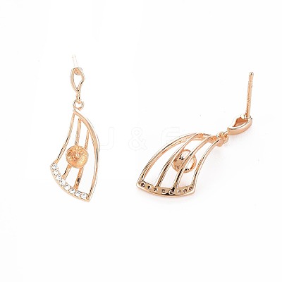 Brass Micro Pave Clear Cubic Zirconia Stud Earring Findings KK-S364-130-1