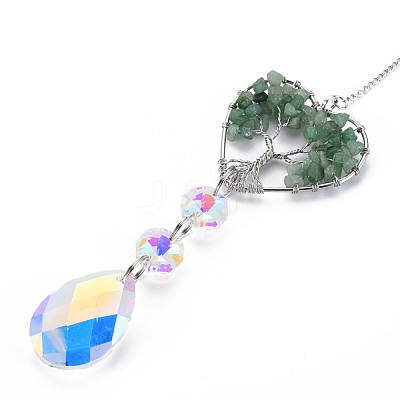 Natural Green Aventurine Big Pendants G-N333-008E-1