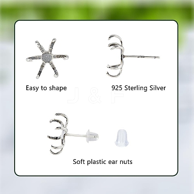 925 Sterling Silver Stud Earring Findings STER-DC0001-48-1
