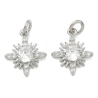 Brass Micro Pave Clear Cubic Zirconia Pendants KK-D229-13P-1