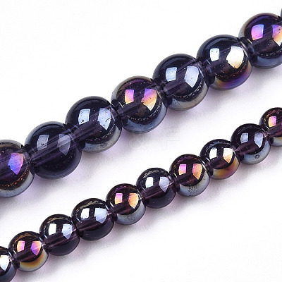 Electroplate Transparent Glass Beads Strands GLAA-T032-T8mm-AB03-1