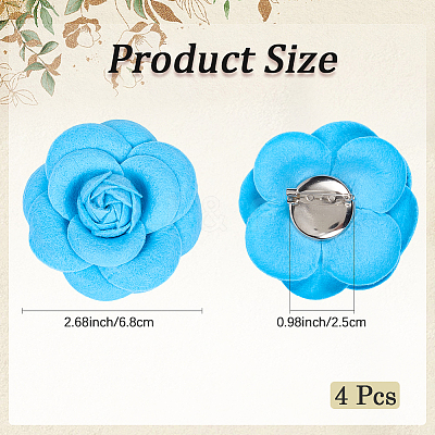 4Pcs Cloth Art Camelia Brooch Pins JEWB-CN0001-03A-1