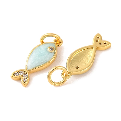 Rack Plating Brass Micro Pave Cubic Zirconia Pendants KK-H486-14G-1