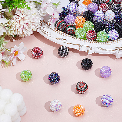 40Pcs 10 Colors Resin Rhinestone Beads RESI-PA0001-26A-1