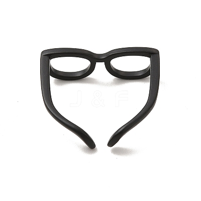 Brass Glasses Frame Open Cuff Ring for Women X-RJEW-F140-140EB-1