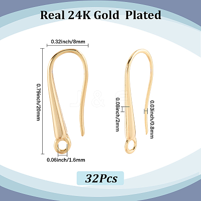 32Pcs Brass Earring Hooks KK-SC0006-57G-1