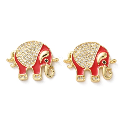 Rack Plating Brass Micro Pave Clear Cubic Zirconia Connector Charms KK-C084-02G-1
